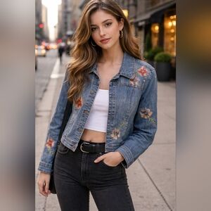 Floral Embroidered Denim Jacket